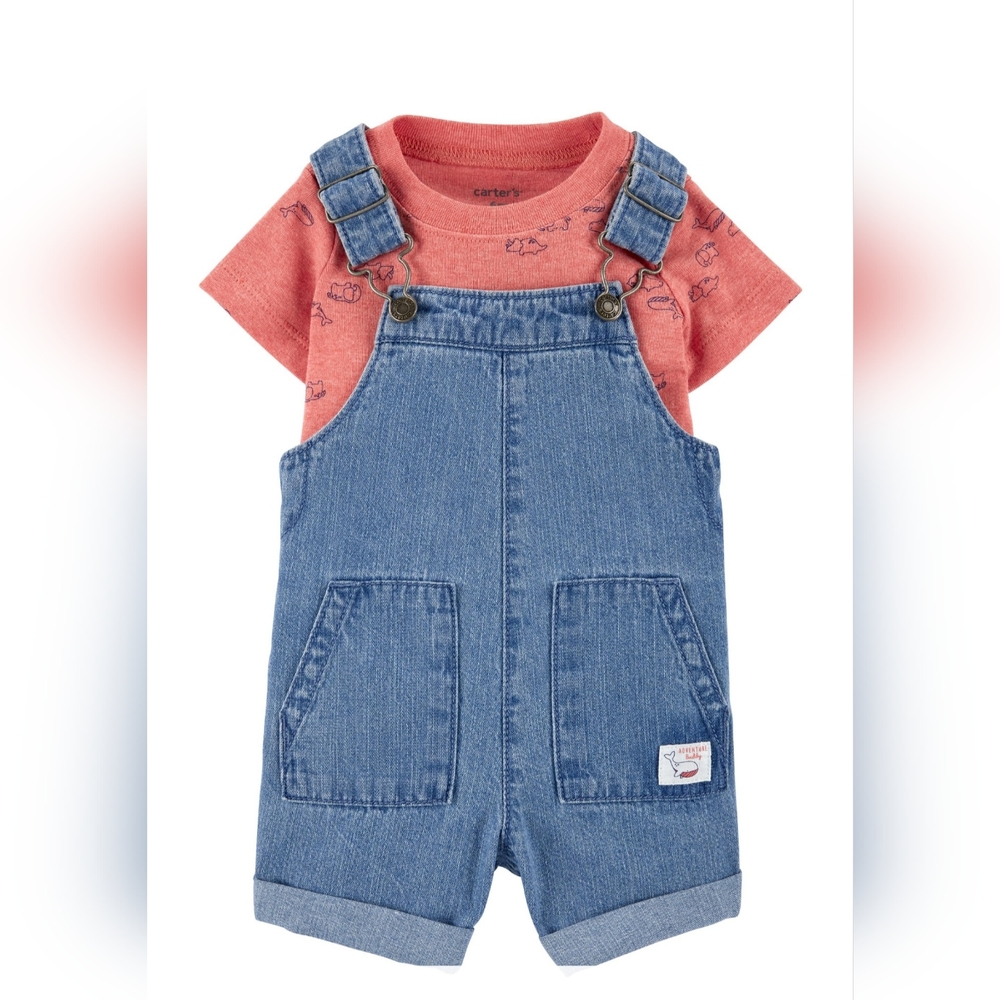 NWT Carter's Denim Overalls 2pc Set